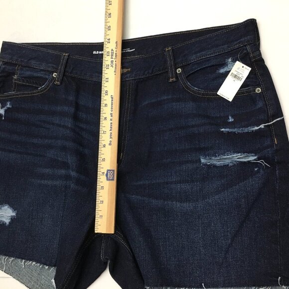 NEW Old Navy Denim Jean Shorts Slouchy High Rise Distressed Frayed Hems size 18 - Picture 7 of 9